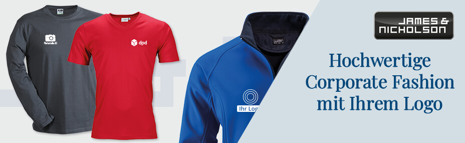Hochwertige James & Nicholson Werbetextilien, Shirts & Jacken - Erfolgreiche Werbeartikel im BETTMER Onlineshop