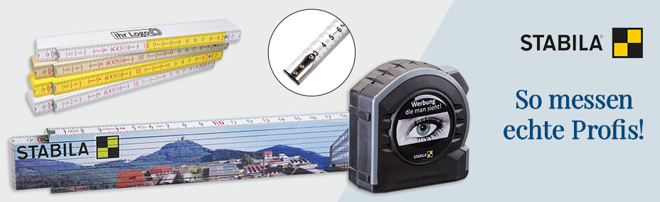 Zollstöcke und Maßbänder von STABILA bedrucken bei BETTMER – Erfolgreiche Werbeartikel