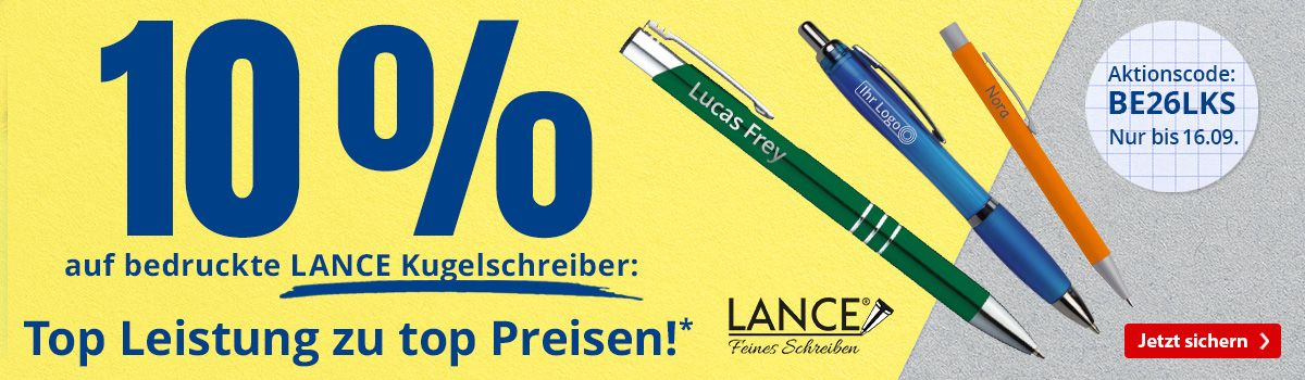  10% Rabatt auf LANCE Kugelschreiber sichern!