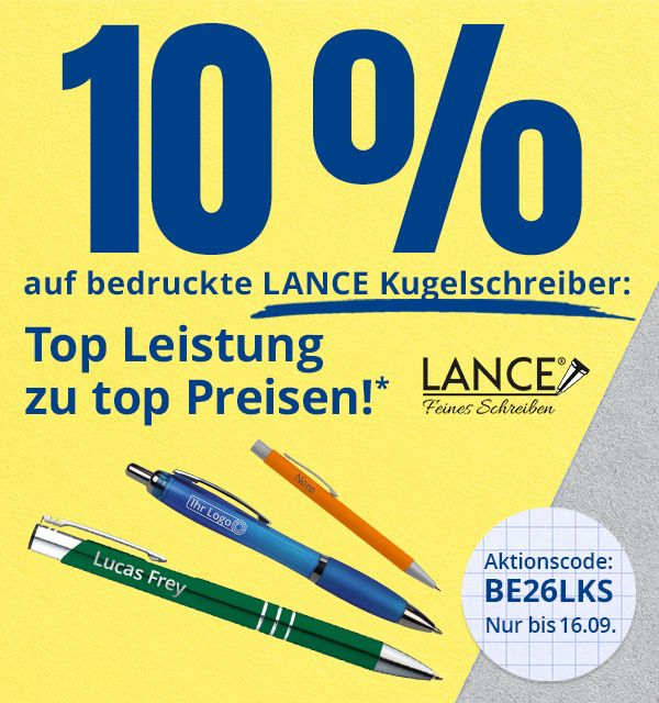  10% Rabatt auf LANCE Kugelschreiber sichern!