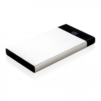 6.000mAh flache Powerbank mit digitalem Display, silber 6.000mAh flache Powerbank mit digitalem Display, silber