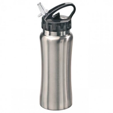 Metall-Trinkflasche Energy, Inklusive Trinkhalm, Silber Metall-Trinkflasche Energy, Inklusive Trinkhalm, Silber