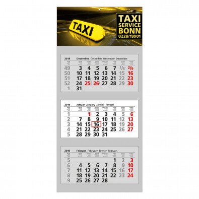 3-Monats-Block-Wandkalender 2019