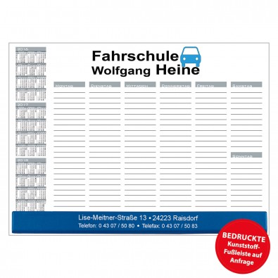 Schreibunterlage mit Kalender und Wochentage | inkl. 2-farbigem Druck