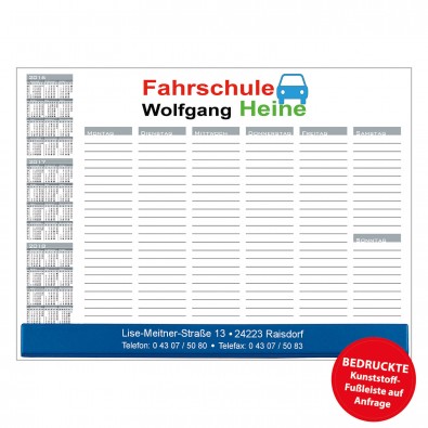 Schreibunterlage mit Kalender und Wochentage | inkl. 4-farbigem Druck