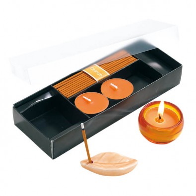 Entspannungs-Set Scent mit Räucherstäbchen und Teelichtern Orange Entspannungs-Set Scent mit Räucherstäbchen und Teelichtern Orange
