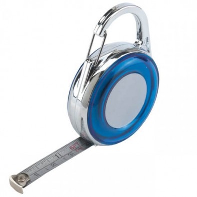 Bandmaß mit Karabiner, 2m Blau/Silber