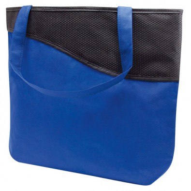 Einkaufstasche XL mit Reißverschluss Knobs, Blau/Schwarz Einkaufstasche XL mit Reißverschluss Knobs, Blau/Schwarz