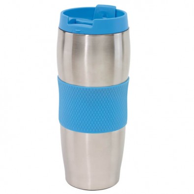 Edelstahl-Isolierbecher Kaffeepause Silber/Blau