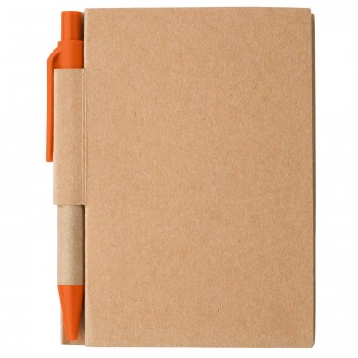 Notizbuch mit Kugelschreiber Mini, Natur/Orange Notizbuch mit Kugelschreiber Mini, Natur/Orange