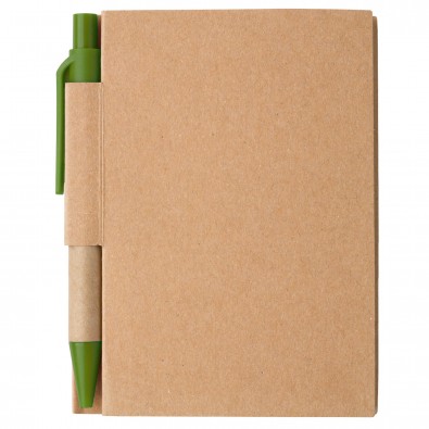 Notizbuch mit Kugelschreiber Mini, Natur/Grün Notizbuch mit Kugelschreiber Mini, Natur/Grün