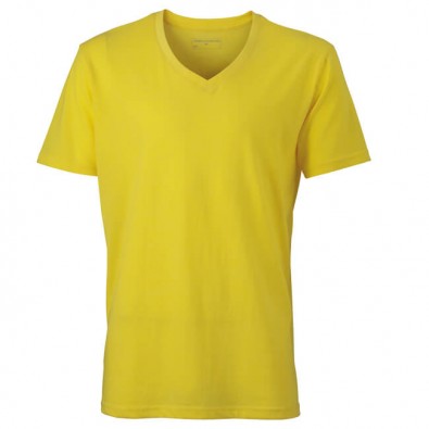 Original James Nicholson V-Neck T-Shirt für Herren, Gelb/Melange, M Original James Nicholson V-Neck T-Shirt für Herren, Gelb/Melange, M