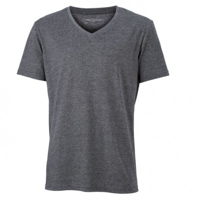 Original James Nicholson V-Neck T-Shirt für Herren, Schwarz/Melange, M Original James Nicholson V-Neck T-Shirt für Herren, Schwarz/Melange, M