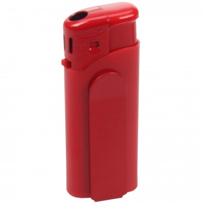 Piezo-Feuerzeug mit Metall-Clip Mini, Rot Piezo-Feuerzeug mit Metall-Clip Mini, Rot