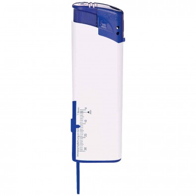 Piezo-Feuerzeug mit Reifenprofilmesser Weiß/Blau
