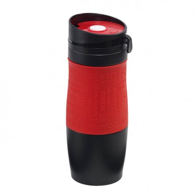 Metall-Isolierbecher Grip Schwarz-Rot
