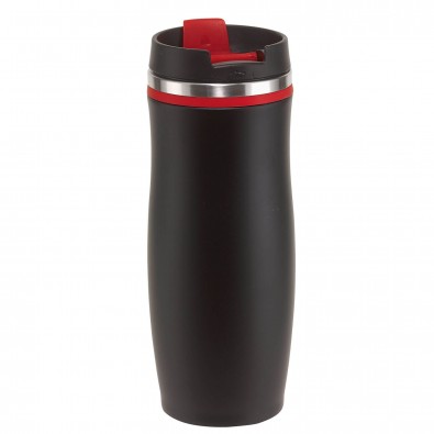 Edelstahl-Isolierbecher Smooth, Schwarz/Rot Edelstahl-Isolierbecher Smooth, Schwarz/Rot