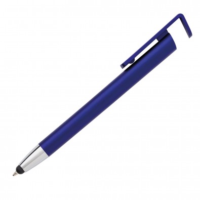 Touch-Pen mit Handyhalterung, Blau-Metallic Touch-Pen mit Handyhalterung, Blau-Metallic