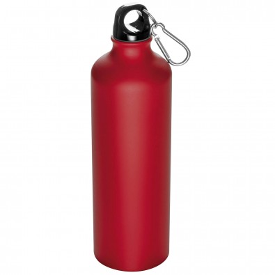 Trinkflasche aus Aluminium mit Karabiner, 800 ml, Rot-Matt Trinkflasche aus Aluminium mit Karabiner, 800 ml, Rot-Matt