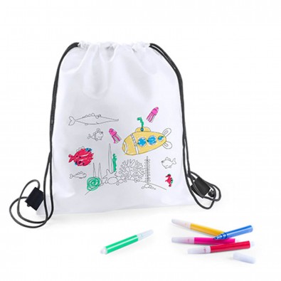 Kinder-Turnbeutel mit 5 Filzstiften, Rucksack Kinder-Turnbeutel mit 5 Filzstiften, Rucksack