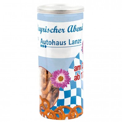 Snack Roll inkl. Digitaldruck, Mini Brezel, Dose Silber Snack Roll inkl. Digitaldruck, Mini Brezel, Dose Silber