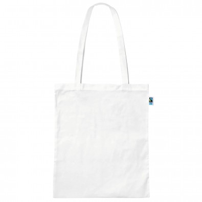 Fairtrade Baumwolltasche weiß, Lange Henkel Fairtrade Baumwolltasche weiß, Lange Henkel