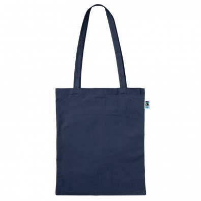 Fairtrade Baumwolltasche Dunkelblau, Lange Henkel Fairtrade Baumwolltasche Dunkelblau, Lange Henkel