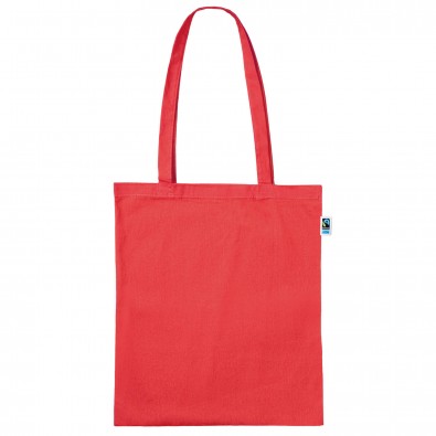 Fairtrade Baumwolltasche rot, Lange Henkel Fairtrade Baumwolltasche rot, Lange Henkel