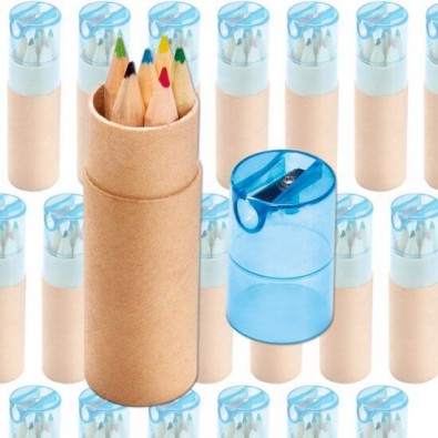 Werbe-Set: 150 Teile Buntstiftebox mit Spitzer Blau Werbe-Set: 150 Teile Buntstiftebox mit Spitzer Blau