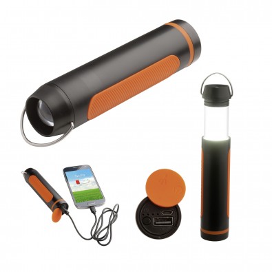 Campinglampe mit Powerbank REFLECTS-SAN BERNARDO, schwarz/orange, 2200 mAh Campinglampe mit Powerbank REFLECTS-SAN BERNARDO, schwarz/orange, 2200 mAh