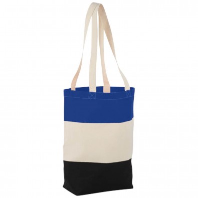 Colour Block Baumwoll Tragetasche, natur,royalblau Colour Block Baumwoll Tragetasche, natur,royalblau