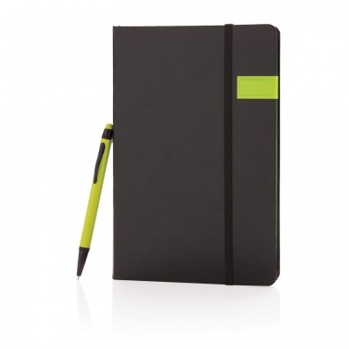 Deluxe 8GB USB Notizbuch mit Stylus, limone,schwarz Deluxe 8GB USB Notizbuch mit Stylus, limone,schwarz
