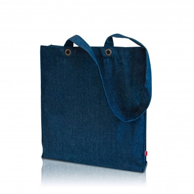 Denim-Baumwolltasche mit Boden/Seitenfalte, denim blau Denim-Baumwolltasche mit Boden/Seitenfalte, denim blau