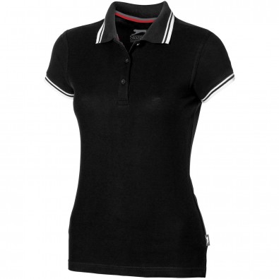 Deuce Poloshirt mit weißem Rand für Damen, schwarz, L Deuce Poloshirt mit weißem Rand für Damen, schwarz, L