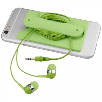 Ohrhörer mit Kabel und Silikon Telefontasche, limone Ohrhörer mit Kabel und Silikon Telefontasche, limone