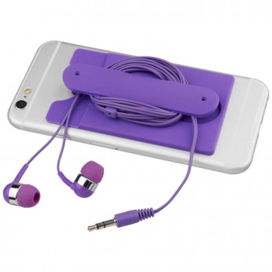Ohrhörer mit Kabel und Silikon Telefontasche, lila Ohrhörer mit Kabel und Silikon Telefontasche, lila