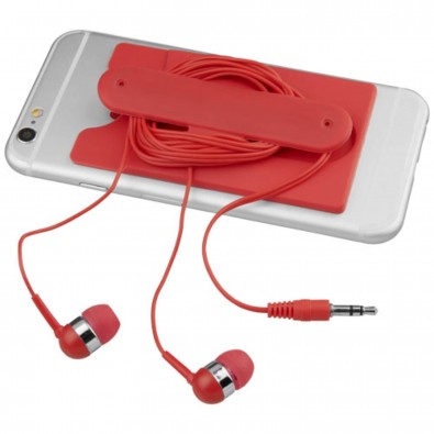 Ohrhörer mit Kabel und Silikon Telefontasche, rot Ohrhörer mit Kabel und Silikon Telefontasche, rot