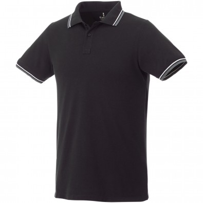 ELEVATE Herren Poloshirt Fairfield mit weißem Rand, schwarz,grau meliert,weiss, S ELEVATE Herren Poloshirt Fairfield mit weißem Rand, schwarz,grau meliert,weiss, S
