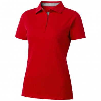Hacker Poloshirt für Damen, rot,grau, M Hacker Poloshirt für Damen, rot,grau, M