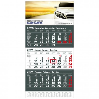 MAXI 3-Monats-Wand-Kalender 2020, Anthrazit/Weiß MAXI 3-Monats-Wand-Kalender 2020, Anthrazit/Weiß