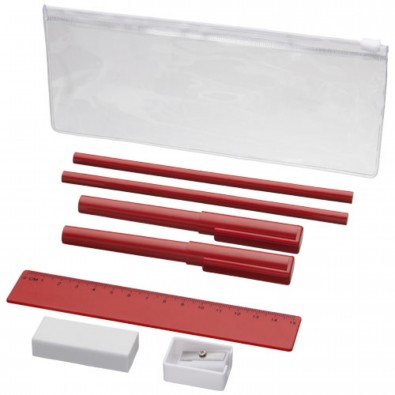 Mindy 8-teiliges Federmäppchen-Set, rot Mindy 8-teiliges Federmäppchen-Set, rot