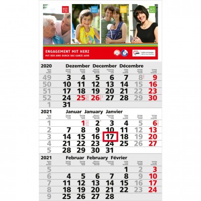Monatskalender Solid 3 Bestseller, hellgrau Monatskalender Solid 3 Bestseller, hellgrau