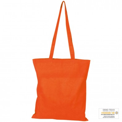 Oeko-Tex® STANDARD 100 Baumwolltasche mit langen Henkeln, 140g/m², orange Oeko-Tex® STANDARD 100 Baumwolltasche mit langen Henkeln, 140g/m², orange