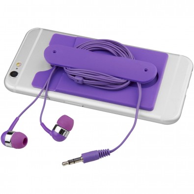 Ohrhörer mit Kabel und Silikon Telefontasche, lila Ohrhörer mit Kabel und Silikon Telefontasche, lila
