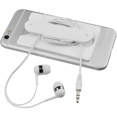 Ohrhörer mit Kabel und Silikon Telefontasche, weiss Ohrhörer mit Kabel und Silikon Telefontasche, weiss