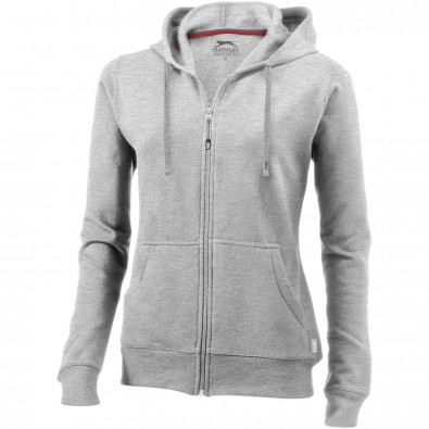 Open Kapuzensweatjacke für Damen, grau meliert, S Open Kapuzensweatjacke für Damen, grau meliert, S