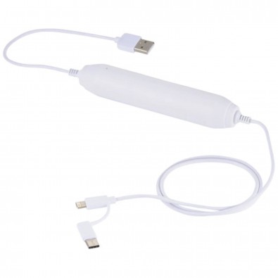 Path 2000 mAh Powerbank mit 3 in 1 Kabel, weiß Path 2000 mAh Powerbank mit 3 in 1 Kabel, weiß