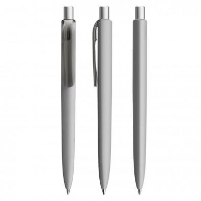 Prodir DS8 Soft Touch PRR Push Kugelschreiber, Delfingrau-Silber satiniert Prodir DS8 Soft Touch PRR Push Kugelschreiber, Delfingrau-Silber satiniert