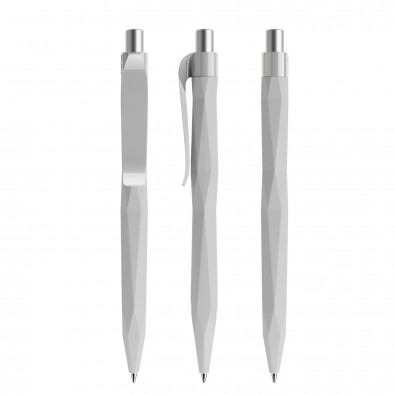 Prodir QS20 Soft Touch PRP Push Kugelschreiber, Zementgrau-Silber satiniert Prodir QS20 Soft Touch PRP Push Kugelschreiber, Zementgrau-Silber satiniert