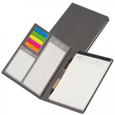 Schreibmappe mit PU Einband, Notizen, To Do Liste und Haftmarkern, grau Schreibmappe mit PU Einband, Notizen, To Do Liste und Haftmarkern, grau